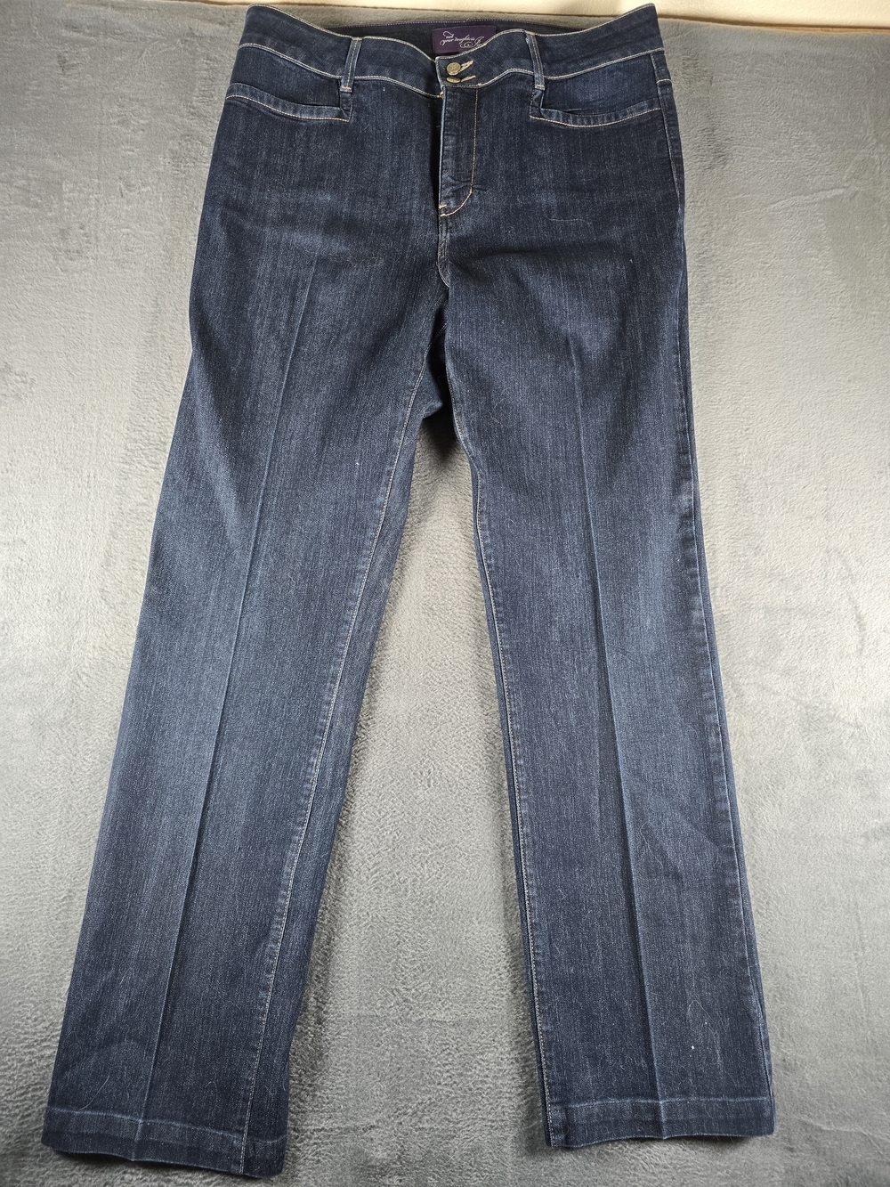 NYDJ Marilyn Straight Leg Jeans Womens 16 Dark Wash Blue Lift Tuck Made In USA